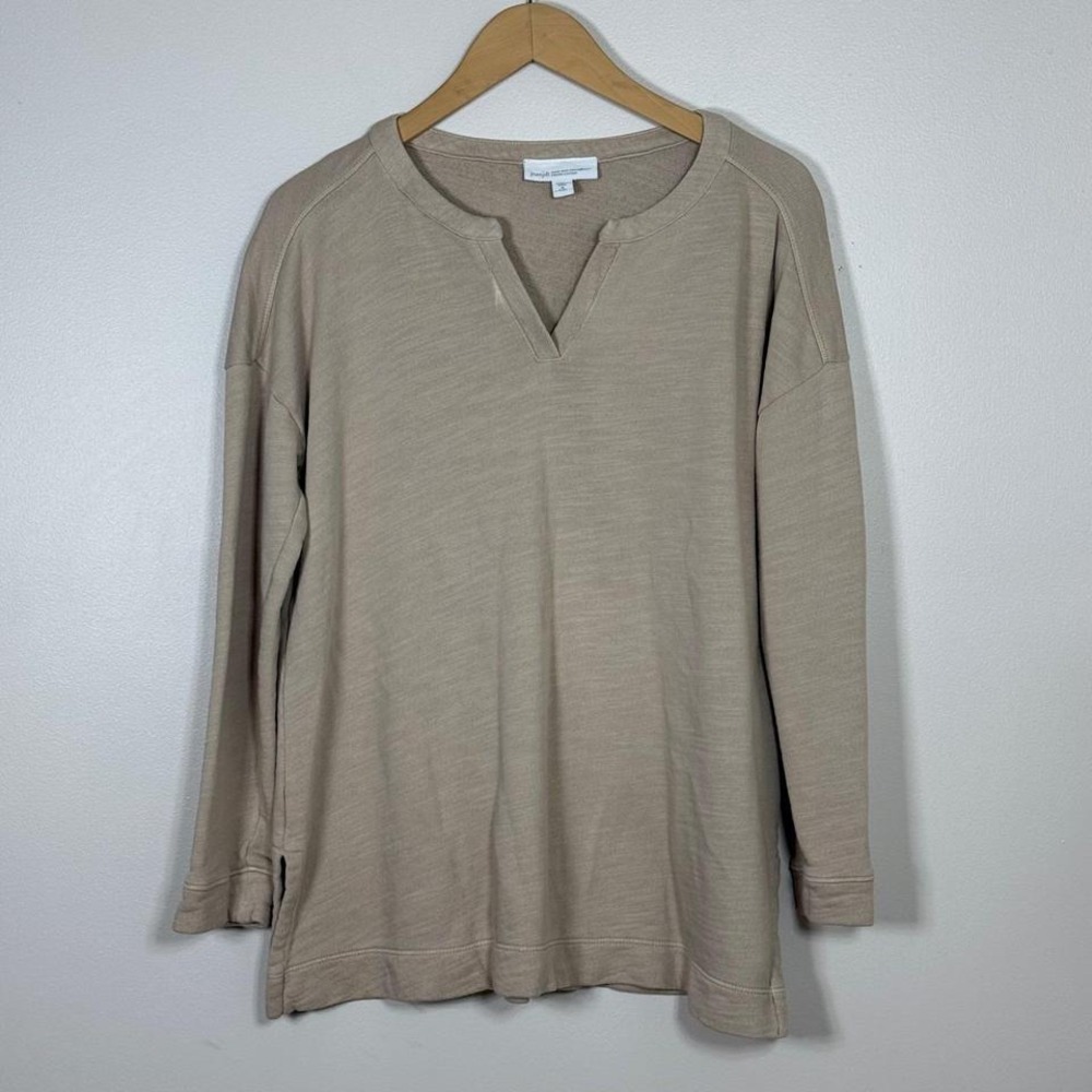 Pure Jill J Jill Womens 100% Organic Cotton Long Sleeve Top M Petite Tan Casual